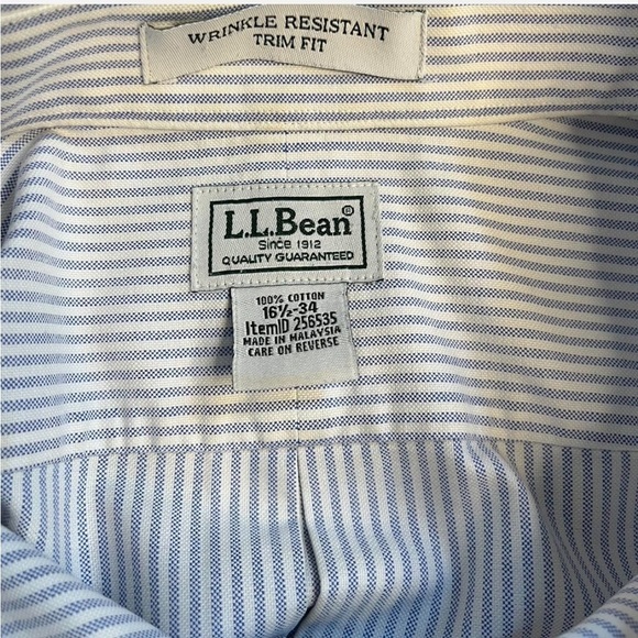 L.L. Bean White and Blue striped long sleeve button up size XL - Picture 6 of 8